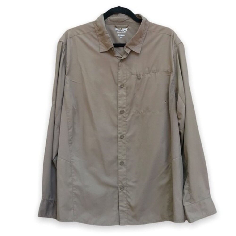 Rustic Ridge Fishing Shirt Brown Long Sleeve Men's Size Large Roll Tab